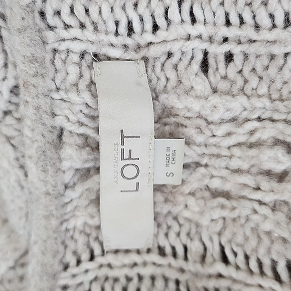 LOFT oatmeal cream wool blend shawl blanket collar open cardigan Size Small FLAW - Picture 5 of 8